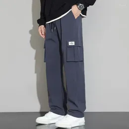 Men's Pants Autumn Winter KPOP Fashion Style Harajuku Slim Fit Cargo Loose All Match Casual Thick Pockets Straight Leg