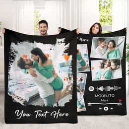 Personalizzato con testo Foto di coperta personalizzata Regali commemorativi Compleanno Natale Anniversario Personalizzato utilizzando la mia immagine per mamma papà Famiglia Sorella Prodotto in