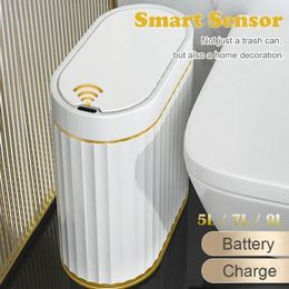 Wastebasket Narrow smart dump Bathroom Trash Bin Toilet Garbage Bucket Dustbin automatic sensor trash can kitchen accessories 240119