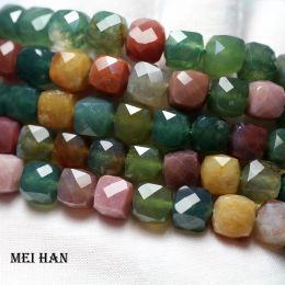 Lucite Meihan Wholesale Natural Indian Agate 8*8 Mm Faceted Cube Loose Beads for Jewelry Making Design Fashion Stone