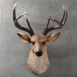 MGT American realistic deer head wall hanging animal head resin pendant home decoration store wall hanging gift T200703270B