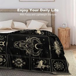 Blankets Flannel Blanket Scared Cow Printed Thin Portable Nap Air Conditioning Sofa Warm Plush Home Cover Throw