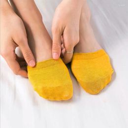 Women Socks 1Pair Summer Cotton Solid Boat Cool Half Palm Non-slip Thin Invisible High Heel Casual Breathable