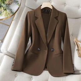 Women's Suits Fashion Women Formal Blazer Red Coffee Apricot Ladies Jacket Female Long Sleeve Autumn Winter Work Wear Coat With Pocket TRER