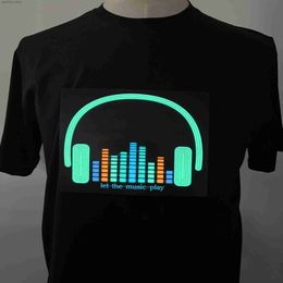 Men's T-Shirts Christmas Party Dj Equalizer Display Luminous Music Light Up Glowing Led T-shirt Q240130