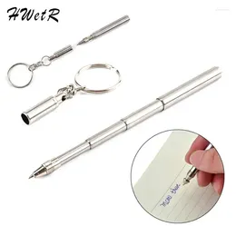 Keychains Portable Telescoping Tool Pen Metal Key Ring Creative Stainless Steel Keychain Ergonomic Ball School Office Supplies