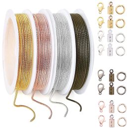 Clips 1 Set Copper Jewelry Findings Kit Accessories 12m 1.2mm Snake Bone Chain Clip Open Ring Lobster Buckle Clasp Cord Ends