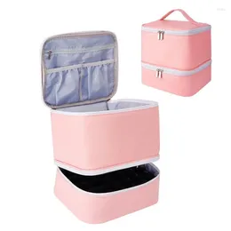 Storage Bags Portable Box Double Layer Nail Polish Organizer Travel Double-layer Cosmetic Lipstick