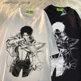 Women's T-Shirt Summer Harajuku Women T-shirts Japanese Anime Attack On Titan Levi Ackerman Eye Punk Tops Oversized Gothic Short Sleeve Tshirt 240130