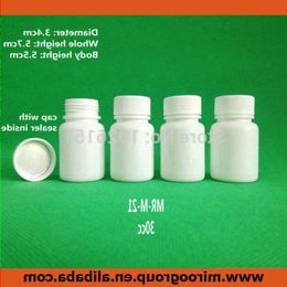 100 2pcs 30ml 30g 30cc Wide Mouth HDPE White Pharmaceutical Empty Plastic Pill Bottle Plastic Medicine Containers with Cap& Seal Aarej