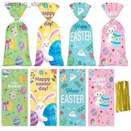 Other Event Party Supplies 50Pcs Easter Rabbit Candy Bags Cute Bunny Chick Cookies Gifts Packaging Plastic Bags Easter Decoration 2024 For Home Kids Gifts 240130