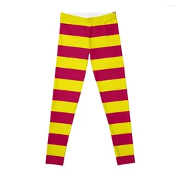 Active Pants Red And Yellow Stripes Leggings Training For Girls Women Sportwear Womens