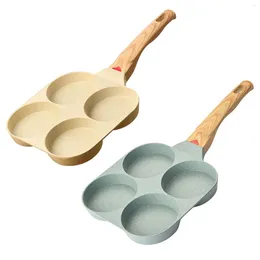 Pans 4 Hole Egg Frying Pan With Wood Handle Steak Pot Cooker For Baking