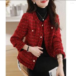 Women's Jackets Faishin Red Green Woollen Short Jacket Autumn Winter French Fashion Elegant Female Coat Retro