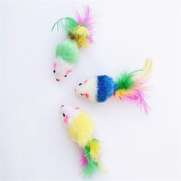 Colourful Feather Grit Small Mouse Cat Toy For Cat Feather Funny Playing Pet dog Cat Small Animals feather Toys Kitten211D