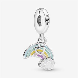 New Arrival 100% 925 Sterling Silver Rainbow & Cloud Dangle Charm Fit Original European Charm Bracelet Fashion Jewelry Accessories2585