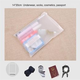 Matte frosted travel storage custom size pouches sealed waterproof transparent bags for clothing1164b