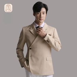 Original Design Apricot Suits Coat for Men for Formal OccasionsWeddings Elegant Blazers Evening DressCustomized Size 240125