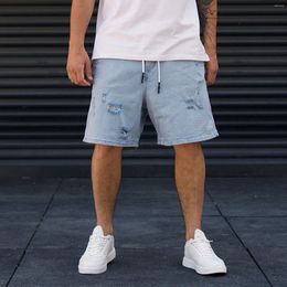 Mens Jeans Mens Casual Shorts Primavera Bolso Esportes Verão Musculação Denim Calças Curtas Gravata