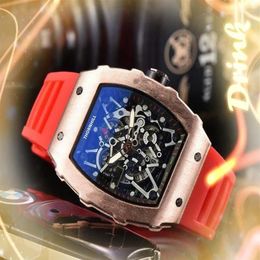 Crime Premium Mens Skeleton Dial Wristwatch 43mm Quartz Movement Male Time Clock Watch Rubber Band Sapphire Glass relogio masculin252N