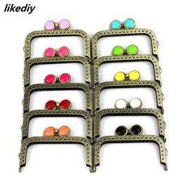 10 PcsLot 85 CM Square Antique Bronze Flat Bead Metal Purse Frame Kiss Clasp Bag Accessory 240126