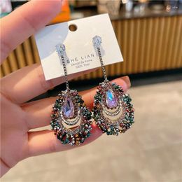Stud Earrings EVACANDIS Ladies Bohemian Drop Purple Cubic Zirconia Handmade Crystal Beaded Premium Long Wedding Holiday