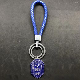 Keychains Blue Sorority Society ZETA PHI BETA Sisterhood Shield Badge Logo Pendant Leather Keychain