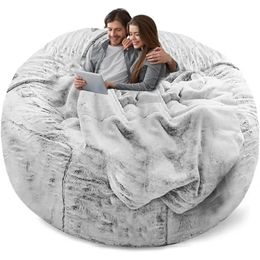 Sofas Living Room Bedroom Furniture Outside Cover Bean Bag Sofa Bean Bag Chair CoverCover Only No Filler 5ft Snow Grey. Chairs 240118