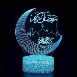 Ramadan Decoration LED Lights For Home Desktop Lights Moon Stars Remote Control Colourful Lamp Islamic Eid Mubarak Ramadan Gifts 21301q