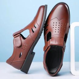 Dress Shoes Summer Leather 2024 Men's Non-slip Business Leisure For Middle-aged And Elderly Men