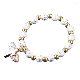 Strand Nice Stretch Rosary Beads Bracelets Angel For Cross Pendant Jewellery Decor Gift