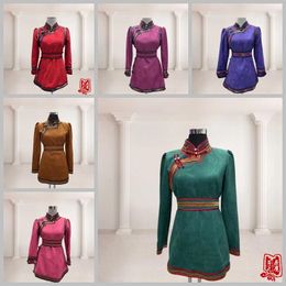 Ethnic Clothing Style Autumn And Winter Mongolian Robe Jacket Women's Deerskin Velvet Skirt Double Rounds Lining Casual Clothes Bottoming