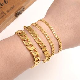 21cm Gold Link Chain Bracelets For Man Women Gold Colour For Pendant Flat Donot Fade Jewellery wedding party gifts249c