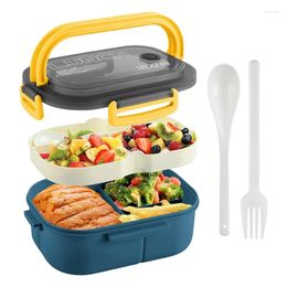 Dinnerware Bento Box Adult Lunch 1200ML Double Layer With Spoon & Fork High Capacity Containers Leakproof Promotion