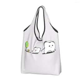 Shopping Bags Dental Teeth Humour Women's Casual Shoulder Bag Large Capacity Tote Portable Storage Foldable Handbags