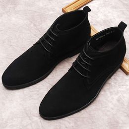 Genuine Winter Leather Ankle Man Black Handmade Mens Dress Lace Up Formal Shoe Suede Boots Men