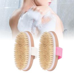 Body Dry Brush Natural Boar Bristle Organic Dry Skin Body Brush Bamboo Wet Back Shower Brushes Exfoliating Bathing2618