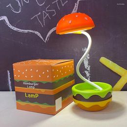 Table Lamps Hamburger Atmosphere Lamp USB Charging Creative Desktop Retractable Dimmable 3 Modes Flexible For Study Bedroom Office