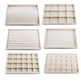 Linen Jewelry Organizer Trays Stackable Necklace Ring Showcase Jewellery Display Ring Storage Tray Portable Jewelry Tray Stand MX2299N