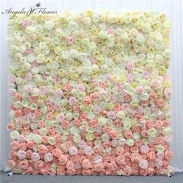 Advanced custom gradient change flower wall panel 3D backdrop wedding party el event decor peony rose artificial flower wall T2225A