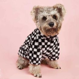 Dog Apparel Luxury Warm Dog Clothes Winter Dog Coat French Bulldog Plush Warm Puppy Jacket Fashion Black White Plaid Small Medium Dogs