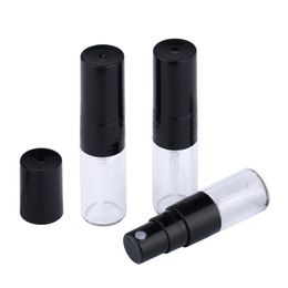 100 Pcs/Lot 1ml 2ml mini Perfume Bottle Black Spray Refillable Empty Bottles Cosmetic Containers Twjcr