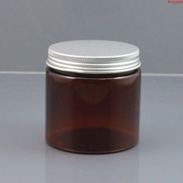 50pcs/lot 200ml Brown Plastic Cosmetic Jar PET Serum Bottle Aluminium Cap 200g Thread Cream Container Factory Wholesale 200HJYJgoods Dngod