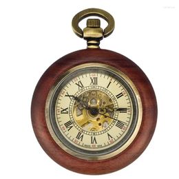 Pocket Watches Rosewood Automatic Mechanical Watch Men And Women Classic Retro Hollow 's Necklace