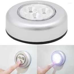 Night Lights 3 LED Touch Light Push Lamp Car Home Wall Camping Battery Power