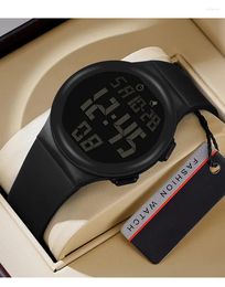 Wristwatches Trendy Soft Strap Big Screen Digital Movement Water Resistant Alarm Hand Clock Sports Stop Watch
