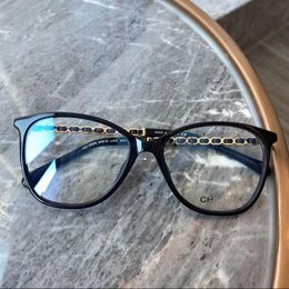 Designer Sunglasses For Women Women's Black Framed Glasses Sheepskin Metal Chain Myopia Frame Anti Blue Light Radiation With Original Box