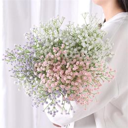 Decorative Flowers & Wreaths 5PCS 63CM White Babys Breath Artificial Gypsophila Plastic Fake Bouquet For Wedding Home El Party Dec234L