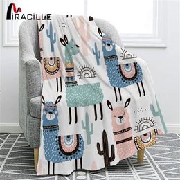 Miracille Soft Flannel blankets Alpaca For Kid Cartoon Blanket Throw Blanket Bedding Thick Warm On The Bed Sofa 201222286I