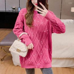 Women's Sweaters Fashion Loose Knitted Spliced Solid Colour Bright Silk Commute Female Clothing 2024 Autumn Pullovers Casual Tops